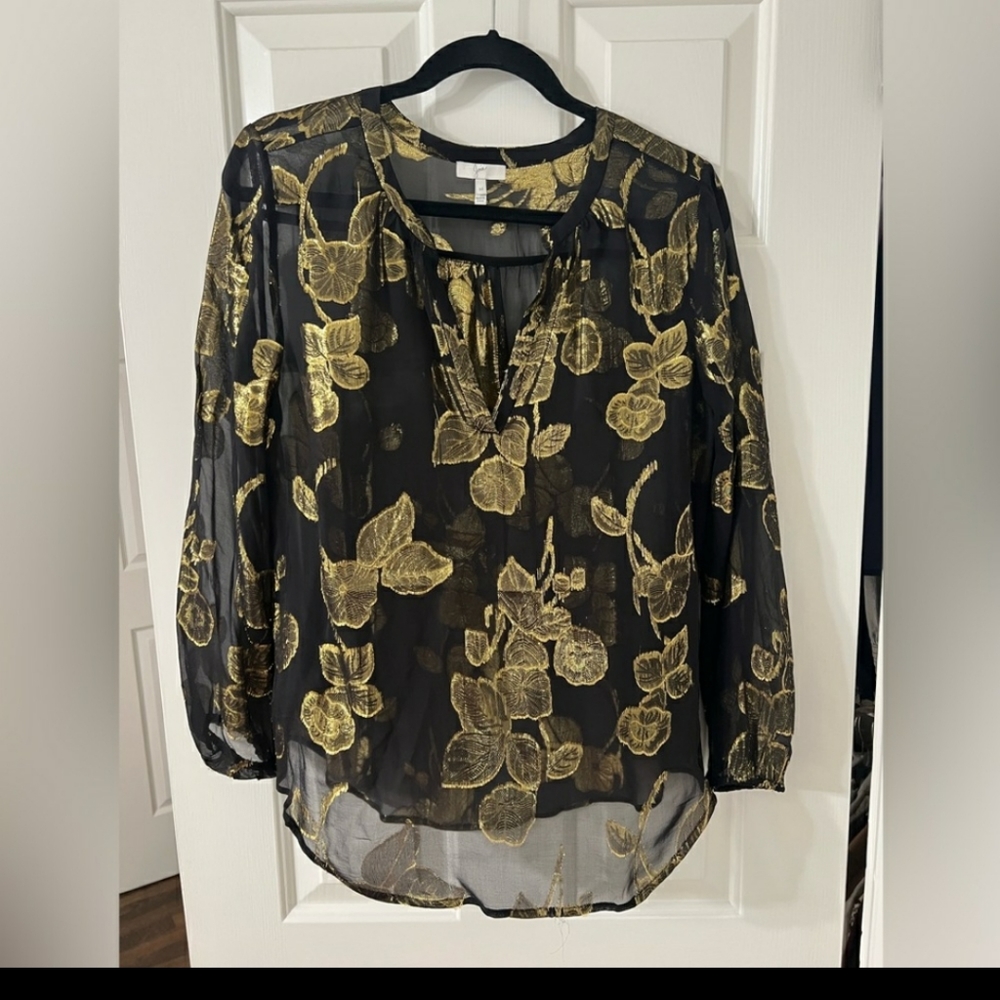 ****SOLD****Joie Metallic Split Neck Blouse - Perfect for holidays!!!